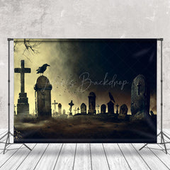 Lofaris Gloomy Horror Cemetery Crow Halloween Backdrop