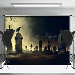 Lofaris Gloomy Horror Cemetery Crow Halloween Backdrop