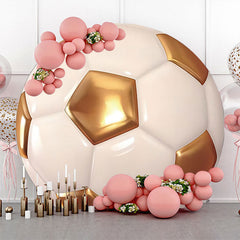 Lofaris Glossy Golden White Football Round Birthday Backdrop