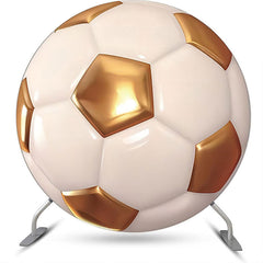 Lofaris Glossy Golden White Football Round Birthday Backdrop