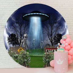 Lofaris Glowing Craft UFO Aliens Lightning Round Backdrop