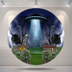 Lofaris Glowing Craft UFO Aliens Lightning Round Backdrop