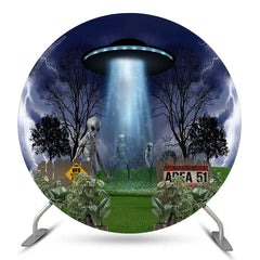 Lofaris Glowing Craft UFO Aliens Lightning Round Backdrop