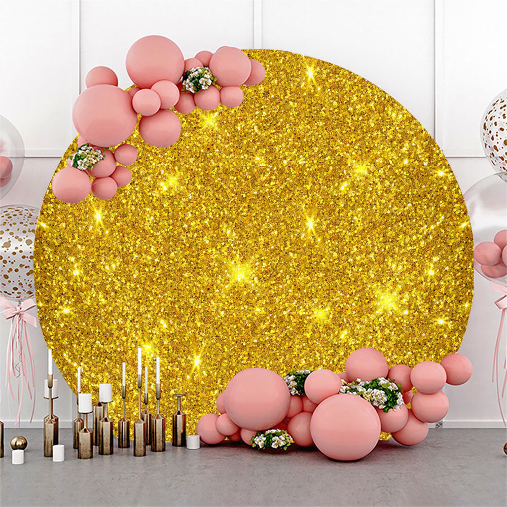 Lofaris Glowing Gold Spark Simple Round Birthday Backdrop