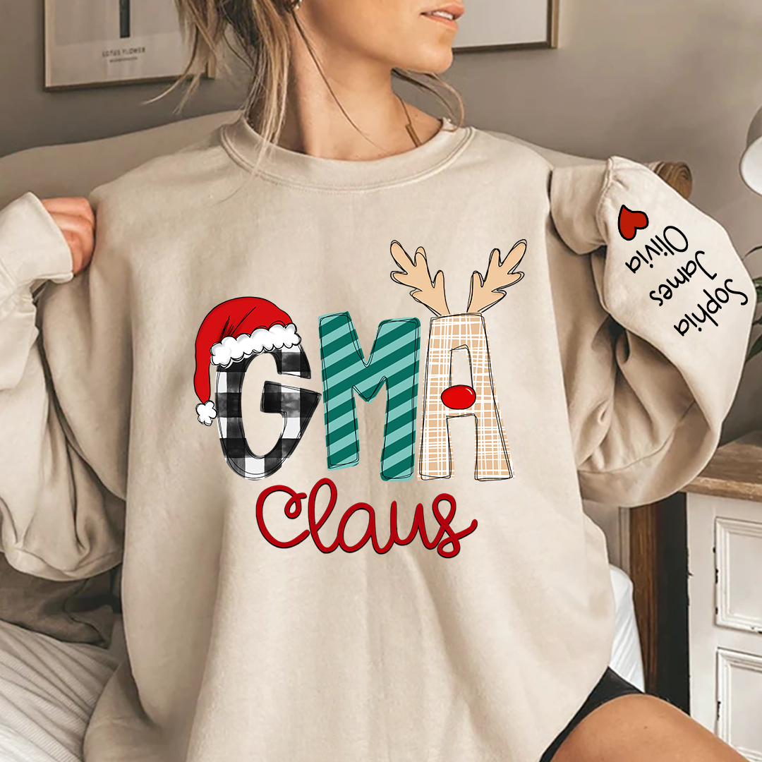 Lofaris Gma Claus Christmas Pattern Custom Name Sweatshirt