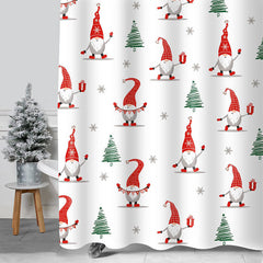 Lofaris Gnome Cedar Step And Repeat Christmas Shower Curtain