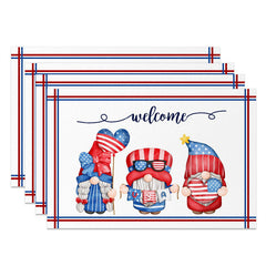 Lofaris Gnome Red Blue Independence Day Set Of 4 Placemats