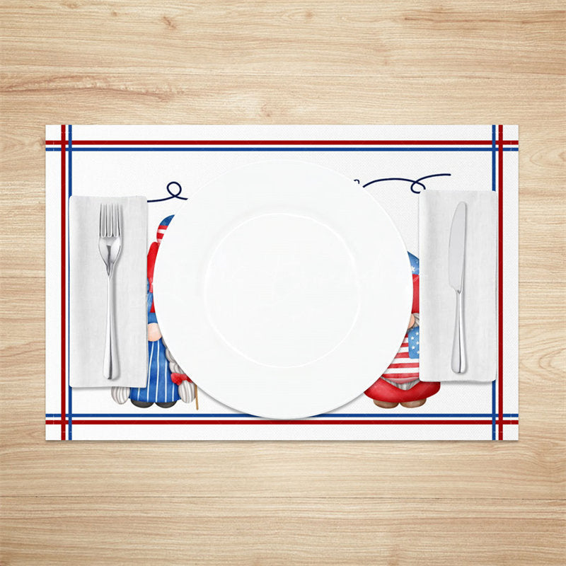 Lofaris Gnome Red Blue Independence Day Set Of 4 Placemats