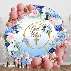 Lofaris God Bless Colorful Floral Round Baptism Backdrop