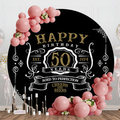 Lofaris Gold And White Happy 50th Years Birthday Black Backdrop