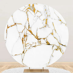 Lofaris Gold And White Marble Style Round Birthday Backdrop