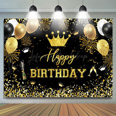 Lofaris Gold Balloon Champagne Happy Birthday Party Backdrop