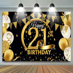 Lofaris Gold Balloon Flag Happy 21st Birthday Backdrop