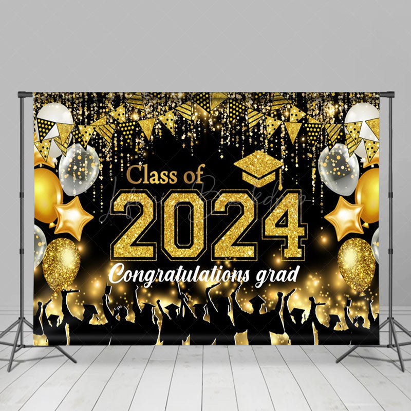 Lofaris Gold Balloon Glitter Student Graduation Backdrop