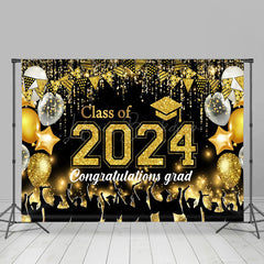 Lofaris Gold Balloon Glitter Student Graduation Backdrop