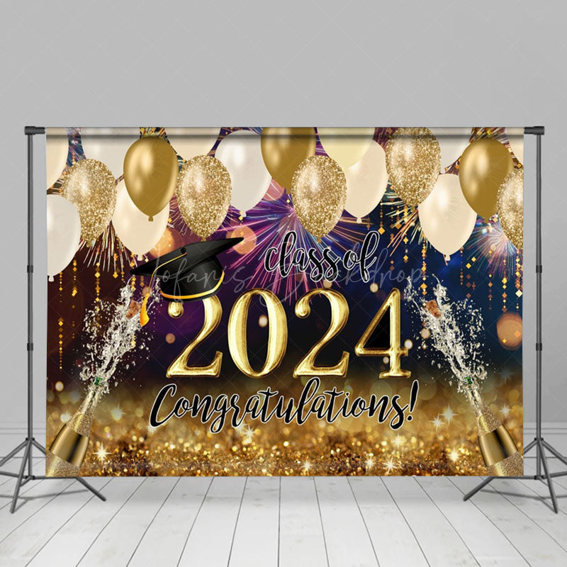 Lofaris Gold Balloon Sparkling Champagne Graduation Backdrop