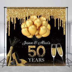 Lofaris Gold Balloons Custom 50 Years Anniversary Backdrop