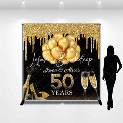 Lofaris Gold Balloons Custom 50 Years Anniversary Backdrop