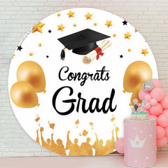 Lofaris Gold Balloons Stars Round Graduation Photo Backdrop