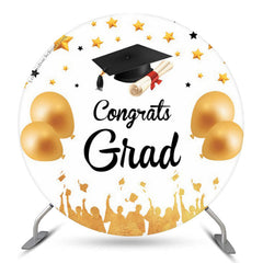 Lofaris Gold Balloons Stars Round Graduation Photo Backdrop