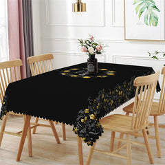 Lofaris Gold Bauble Stars Gift Christmas Black Tablecloth