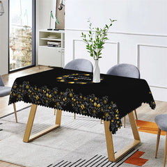 Lofaris Gold Bauble Stars Gift Christmas Black Tablecloth