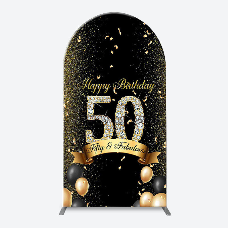 Lofaris Gold Black Balloons Arch Backdrop For 50th Birthday