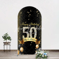 Lofaris Gold Black Balloons Arch Backdrop For 50th Birthday