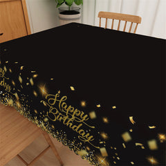 Lofaris Gold Black Happy Birthday Party Rectangle Tablecloth