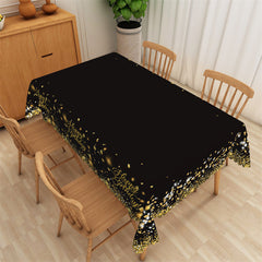 Lofaris Gold Black Happy Birthday Party Rectangle Tablecloth