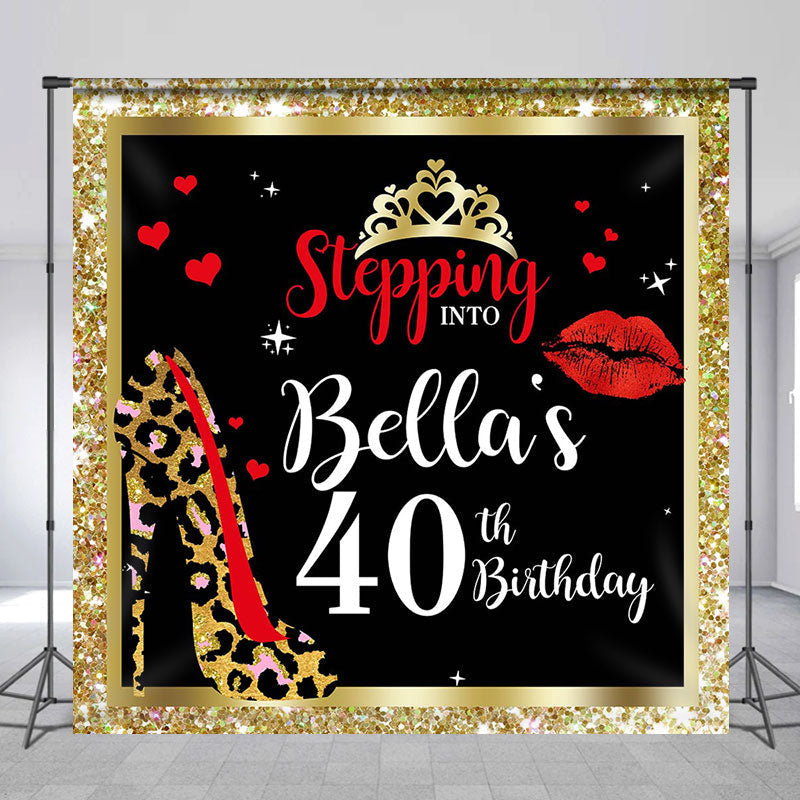 Lofaris Gold Black Stepping Into Custom Birthday Backdrop