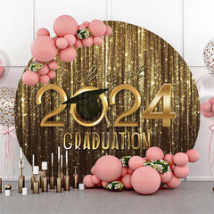 Lofaris Gold Bokeh Glitter Round Class Of 2024 Graduation Backdrop