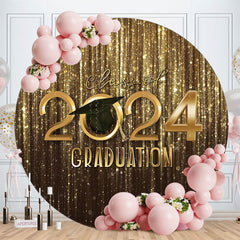 Lofaris Gold Bokeh Glitter Round Class Of 2024 Graduation Backdrop