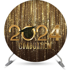 Lofaris Gold Bokeh Glitter Round Class Of 2024 Graduation Backdrop