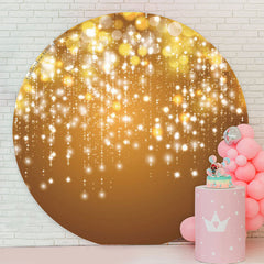 Lofaris Gold Bokeh String Birthday Party Circle Backdrop