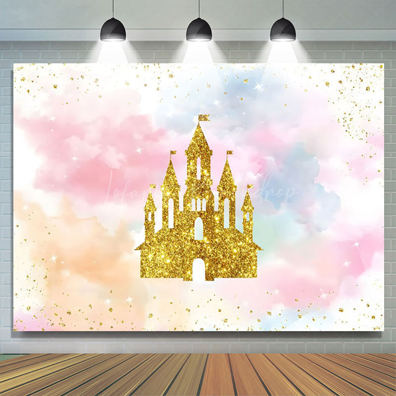 Lofaris Gold Castle Cloud Princess Birthday Backdrop