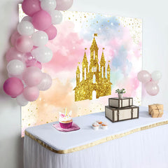 Lofaris Gold Castle Cloud Princess Birthday Backdrop