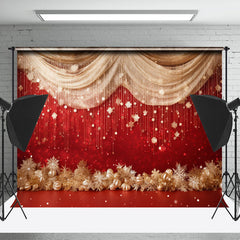 Lofaris Gold Christmas Snowflake Curtain Red Wall Backdrop