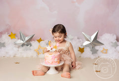 Lofaris Gold Clouds Dusty Pink Stars Boho Portrait Sessions Backdrop For Baby