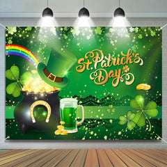 Lofaris Gold Coin Beer Green Clover St Patricks Day Backdrop