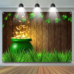 Lofaris Gold Coins Wood Board Grass St Patricks Day Backdrop