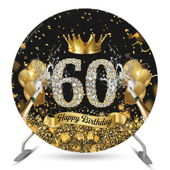 Lofaris Gold Crown Champagne Round 60th Birthday Backdrop