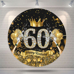 Lofaris Gold Crown Champagne Round 60th Birthday Backdrop