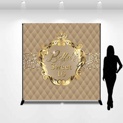 Lofaris Gold Crown Custom Name Sweet 16 Birthday Backdrop