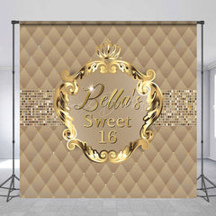 Lofaris Gold Crown Custom Name Sweet 16 Birthday Backdrop