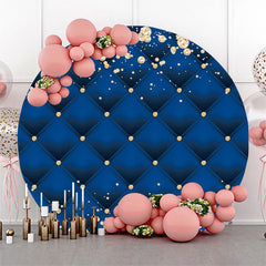 Lofaris Gold Diamond Blue Royal Texture Round Backdrop For Party