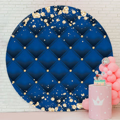 Lofaris Gold Diamond Blue Royal Texture Round Backdrop For Party