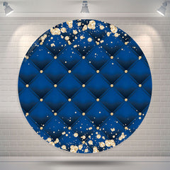 Lofaris Gold Diamond Blue Royal Texture Round Backdrop For Party