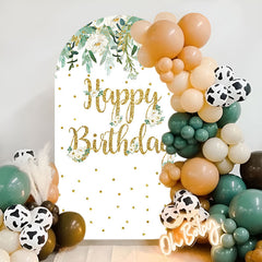 Lofaris Gold Floral Birthday Double Sided Arch Backdrop