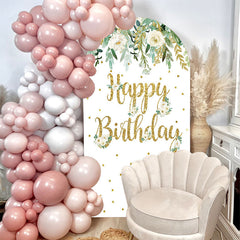 Lofaris Gold Floral Birthday Double Sided Arch Backdrop